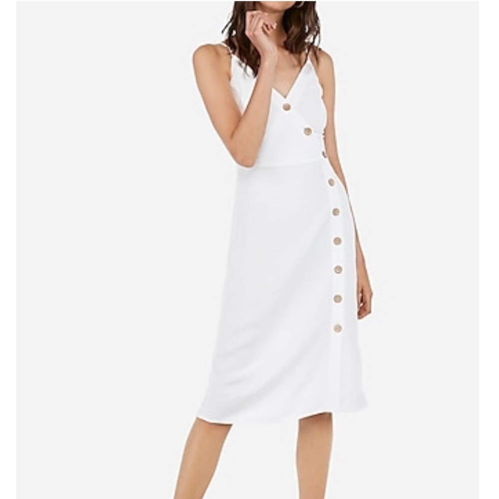 NWT Express White Linen Button Dress